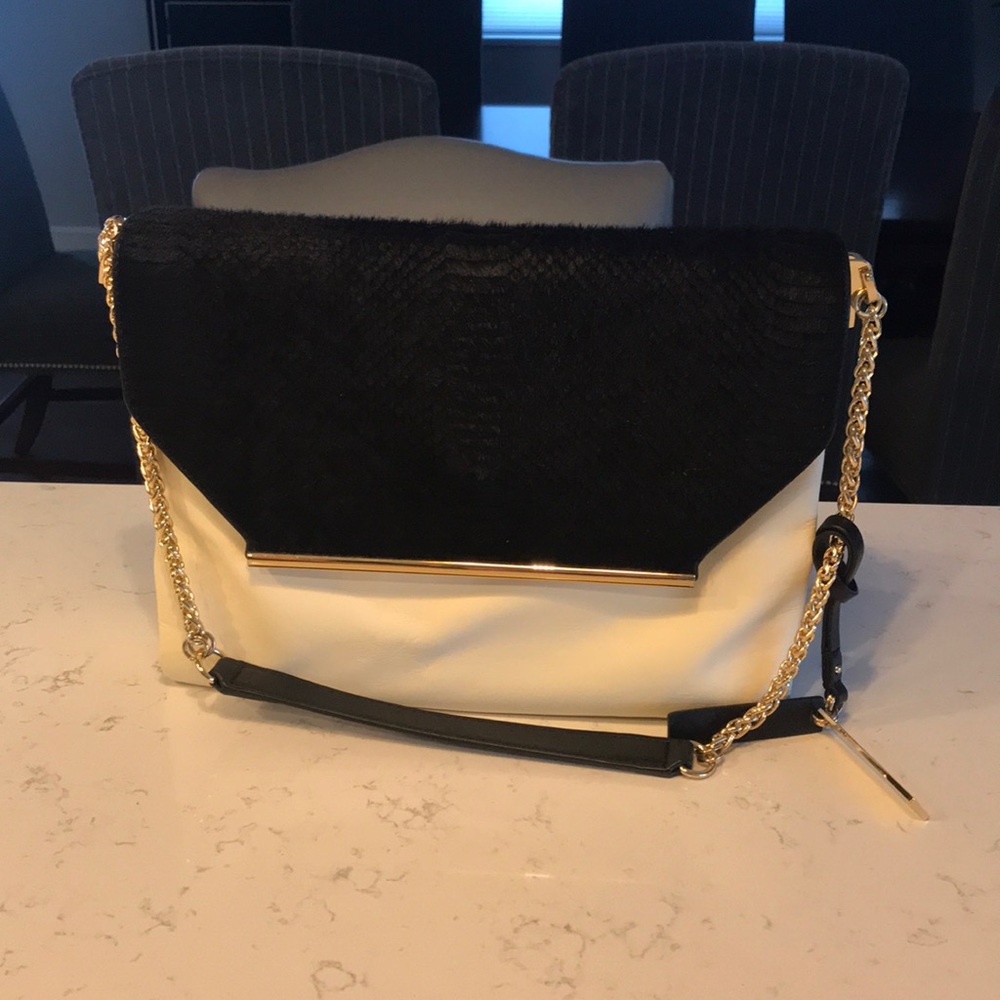Vince Camuto Black and White Envelope Shoulder Bag